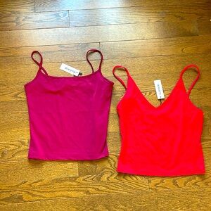 Bundle of garage tops size large,  sour cherry, and Jester red